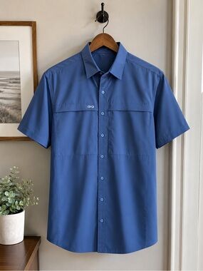 Men's Short-Sleeve Button-Down Shirt - Blue